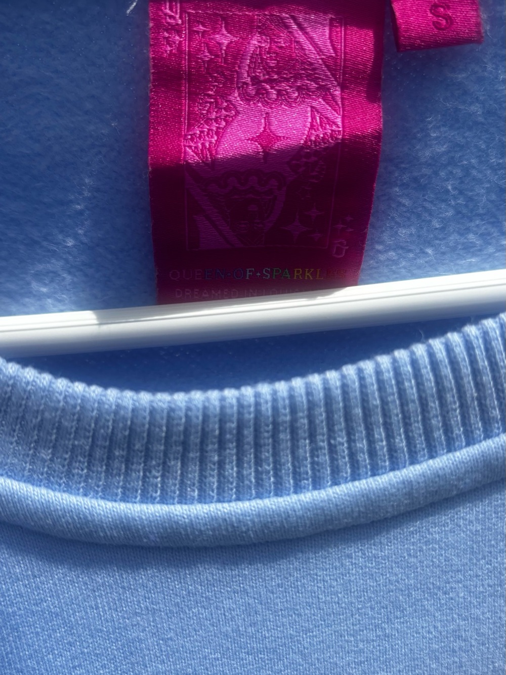 QUEEN OF SPARKLES Light Blue Crew Neck Sweater